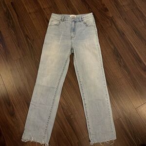 Rolla’s original high rise straight light wash 28